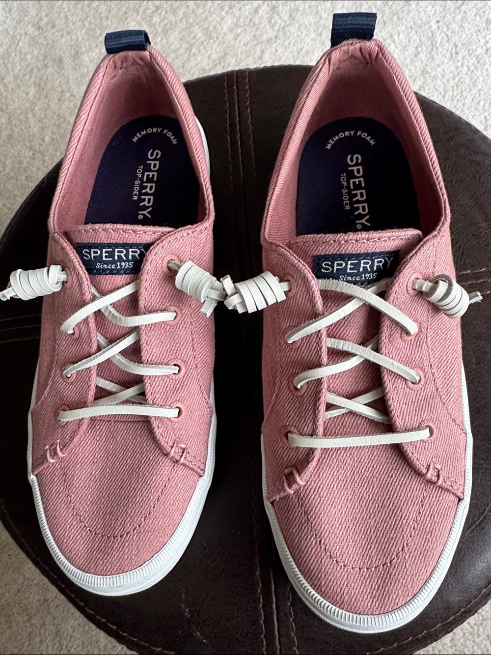 Sperry Top Siders Womens Boat Shoes Pink Crest Vibe Low Top SZ 7.5
